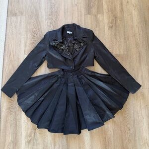 Black embellished skirt set